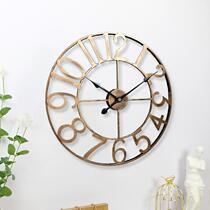 YX2061 European simple iron art Jingjiayin clock retro creative northern Italian round digital decorative wall clock for living room decoration