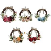 Door Wreath Artificial Flower Rattan Simulation Peonies
