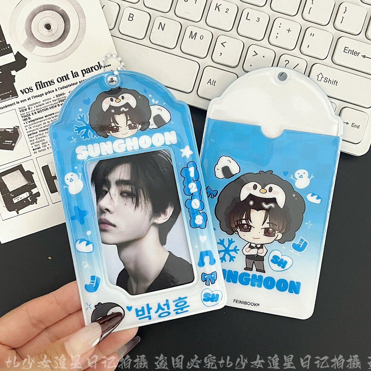 Original ENHYPEN Park Jeonghyun attribute card sleeve en penguin attribute card set decoration en bag hanging card sleeve storage