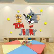 Kittens and little mice 3D three-dimensional wall stickers acrylic bedroom cartoon creative childrens room living room decoration stickers