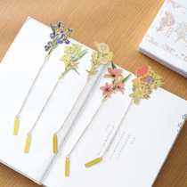Bookmark metal copper book clip chain small gift exquisite flower decoration hanging chain student supplies