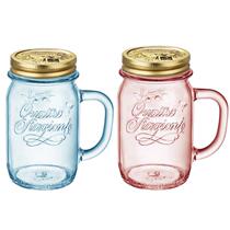 Imported from Italy the four-season cup is sealed with lid glass drink juice cup water cup heat-resistant milk cup floral tea cup