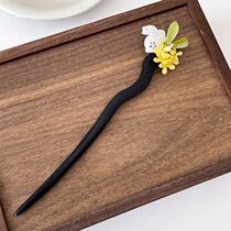 Celebrities have the same hairpin jade rabbit osmanthus ancient style wooden style rabbit osmanthus balls headband new Chinese style hair accessories for women