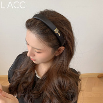 Celebrity same style camellia headband for women black flower 2023 new high-end summer headband high-value hair accessories