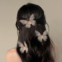 Retro super fairy electronic butterfly hairpin forest simulation broken hair side clip hairpin headdress hair accessories temperament and high-end sense