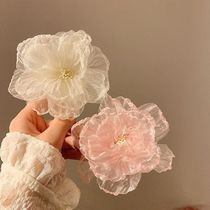 Cool feeling~Super fairy mesh white flower hairpin female bangs side clip hair accessories spring and summer hairpin seaside headwear