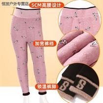 Childrens leggings for outer wear in autumn and winter girls cotton and velvet thickened medium and large childrens cotton pants girls high-waisted thermal pants for winter