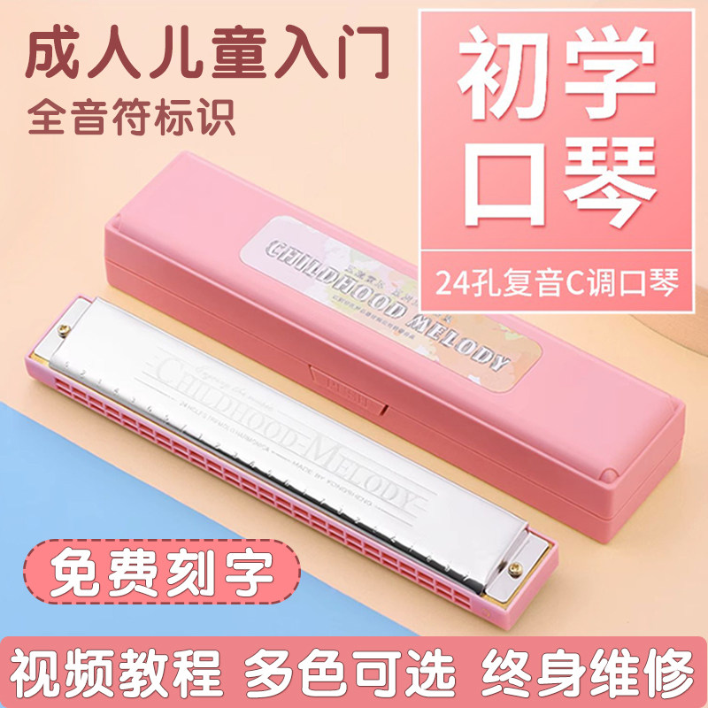 Kongsheng純正ハーモニカ 24穴 ダイアトニック Cメジャー 音階表示 初心者、学生、子供、男性/女性向け - 単音