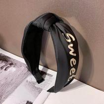 Korean high-end letter headband simple fabric hand-knotted headband wide-brimmed womens pressed hair and face-showing small hair accessories