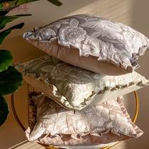 Nordic cotton fabric pillow living room floral jacquard cushion sofa office bedside pillow case waist pillow backrest