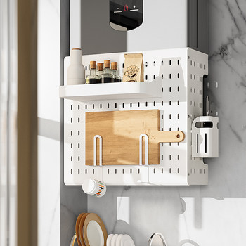 Gas water heater pipe shielding cover kitchen wall hanging underneath boiler stove u shelf decorative hole board