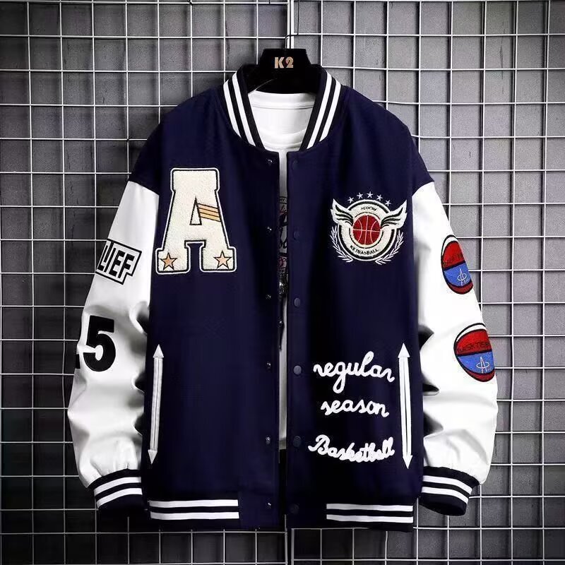 American Baseball Jacket for Men, New Pilot Jacket, Retro Spring and Autumn Student Embroidered Trendy Jacket, Couple's Jacket