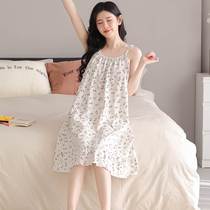 Fat sister extra large size 5XL pajamas summer womens suspender nightgown plus fat loose 4XL sleeveless dress 200 pounds