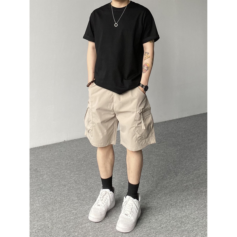 98Squid Mountain-Style Outdoor Multi-Pocket Cargo Shorts for Men and Women, Summer Quick-Drying Breathable Elastic Waist Shorts Trendy