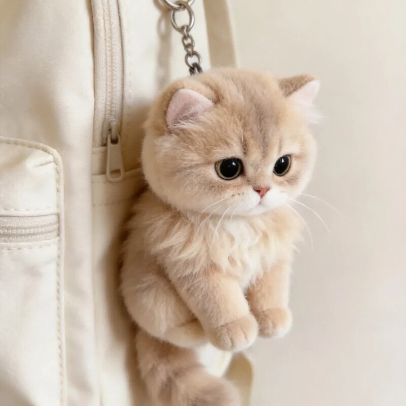 Cute Golden Gradient Kitten Plush Pendant from Xiaohongshu, Super Adorable Healing Keychain, Backpack Kitten Bag Charm