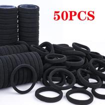 50 100Pcs High Elastic Hair Bands for Women Girls Black Hair