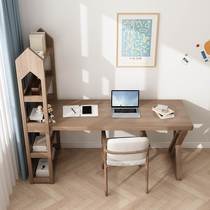 Nordic solid wood study desk bookshelf integrated table combination computer table desktop bedroom wall study table student