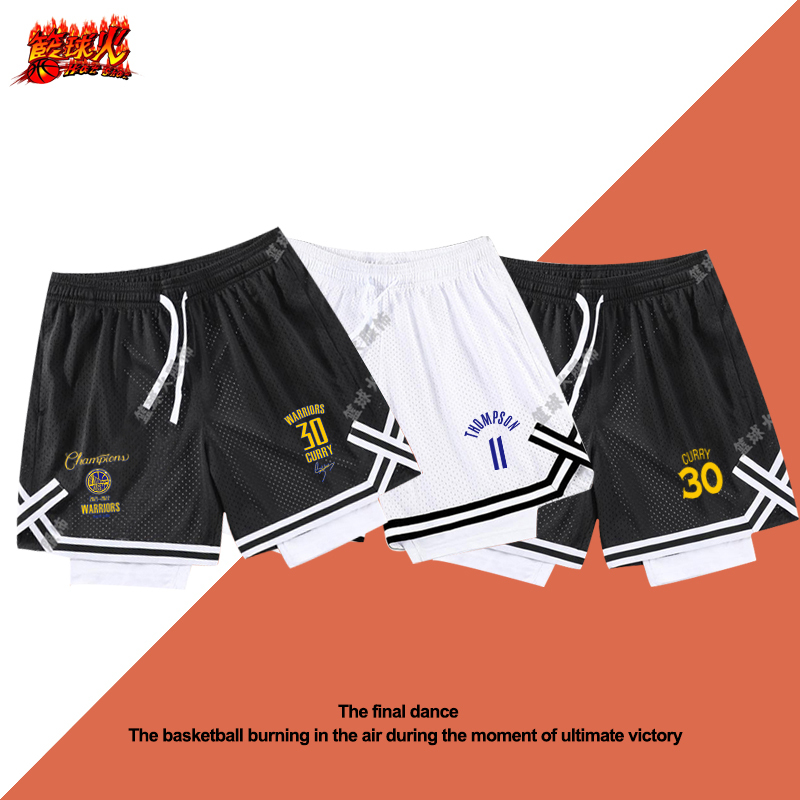 American Warriors Curry Butler Basketball Shorts Training Three-Point Shorts Fake Two-Piece Quick-Drying Sports Shorts Youth