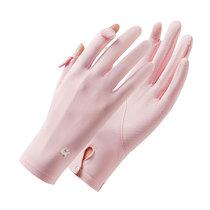 Sun protection gloves womens F135 summer outdoor sun protection thin breathable anti-skating silk fingerless sports cycling gloves