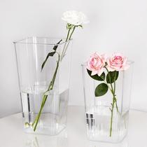 Acrylic transparent wake-up flower bucket flower shop large household flowers French flower growing bucket high bucket plastic deep water vase