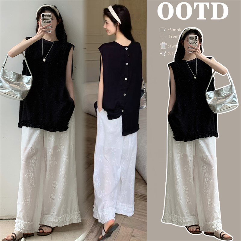 Maternity Wear for Summer: French-Style Outfits for Pregnant Moms, 2026 New Models with a High-End Feel, Stylish Tops and Wide-Leg Long Pants for Summer