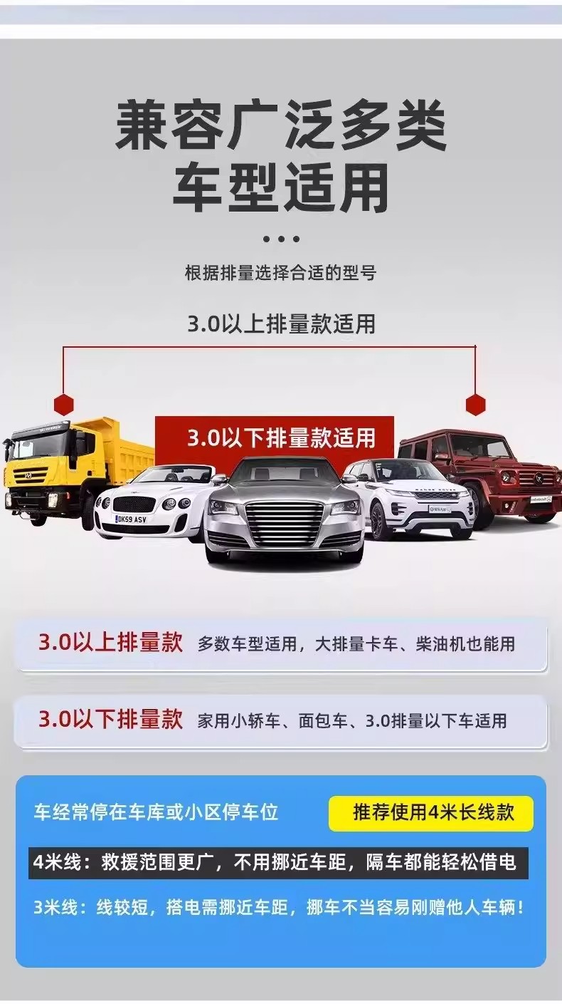 Factory In-Stock Pure Copper Car Jumper Cables Battery Connection Cables Emergency Jump-Start Cables Universal for Cars