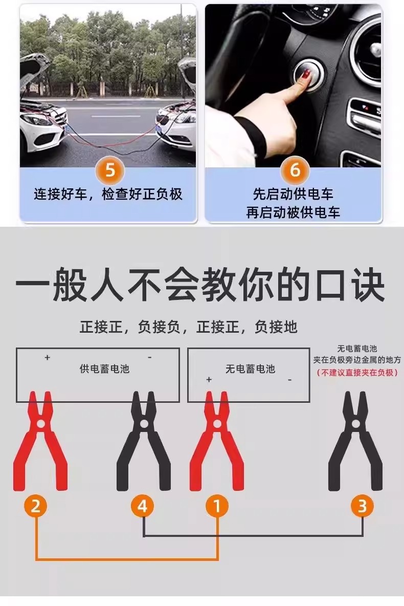 Factory In-Stock Pure Copper Car Jumper Cables Battery Connection Cables Emergency Jump-Start Cables Universal for Cars