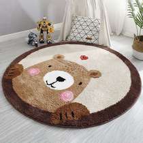 Cartoon round bedroom bedside blanket childrens room imitation cashmere crawling mat home living room full plush thick carpet