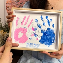 Couple handprint photo frame pigment diy ink pad commemorative hanging painting palm hand mask multiple people best friends handmade oil painting gift