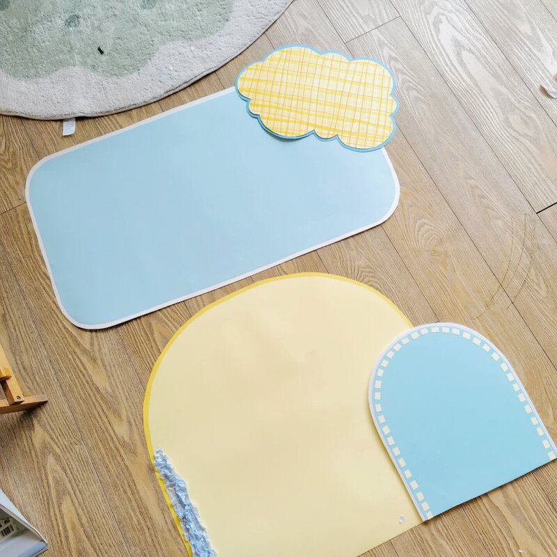 Blue and Yellow Themed Wall Decoration Handmade Kindergarten Classroom Foyer Decoration Plaid Paper Border Arrangement DIY