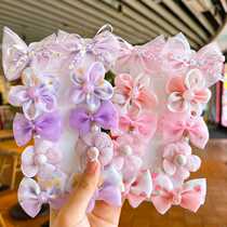 Childrens mesh flower hairpin cute girl suit wrapped in cloth does not hurt hair duckbill clip baby bow hairpin