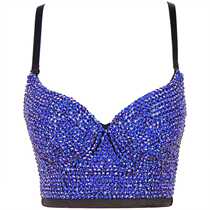 Colorful beaded sling outer clothing starry rhinestones beautiful back shiny shaping vest navel-baring stage tube top