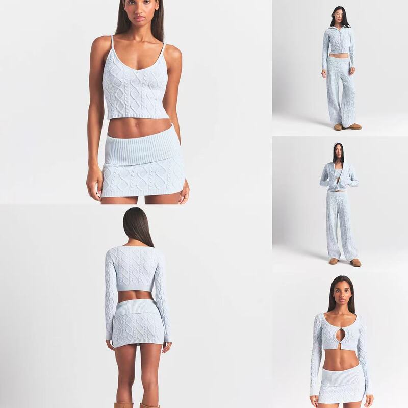 Popular Skims Official Factory Base Layer Sweater Knit Short Vest Casual Straight-Leg Pants Set