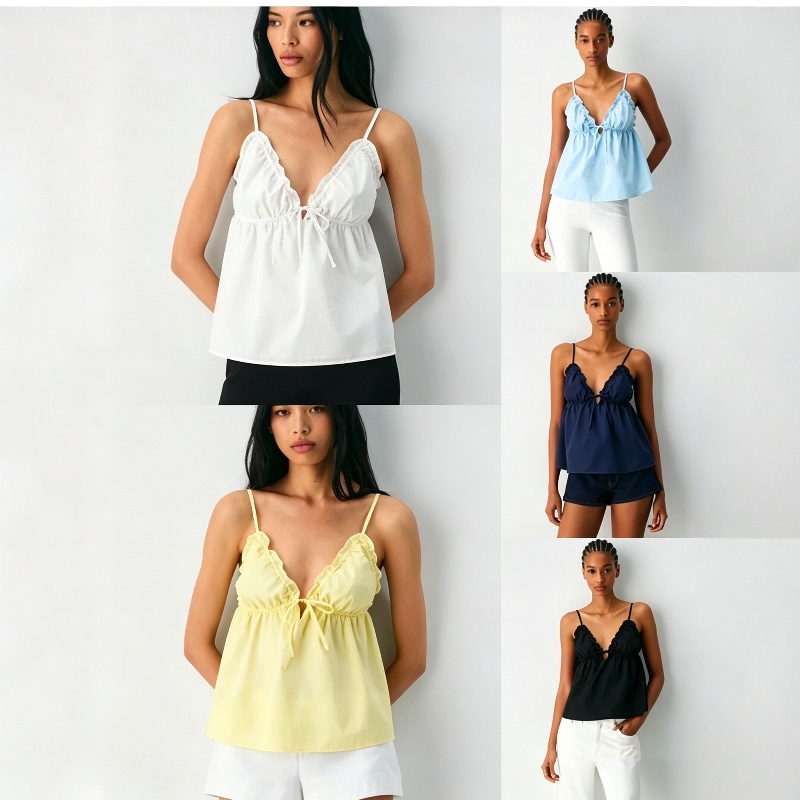 Canadian Oem Aritzia Sweet Lace-Up Flared Caviar Poplin Camisole Short Top Canadian Oem Aritzia Sweet Lace-Up Flared Caviar Poplin Camisole Short Top