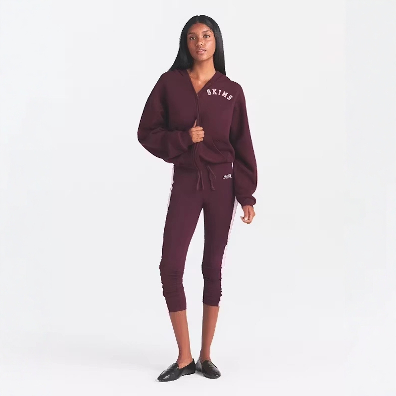 Popular Skims European and American Factory Sweatpants Autumn and Winter Classic Kangaroo Pocket Loose Casual Hooded Zipper Sweatshirt Set
