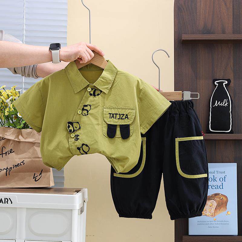 Baby Boy Summer Outfit Set, Stylish Boys' Summer Thin Short-Sleeve Shirt Two-Piece Set, Summer Toddler Infant Children's Clothing — 2