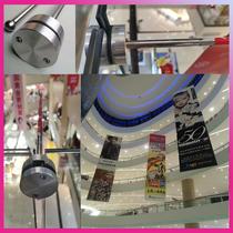 Shopping mall glass side flagpole large hanging flag poster holiday event hanging shaft side hanging flag aluminum alloy wall flag base