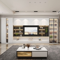 Living room light luxury style TV cabinet coffee table integrated wall modern simple high-end wall-mounted storage PM04