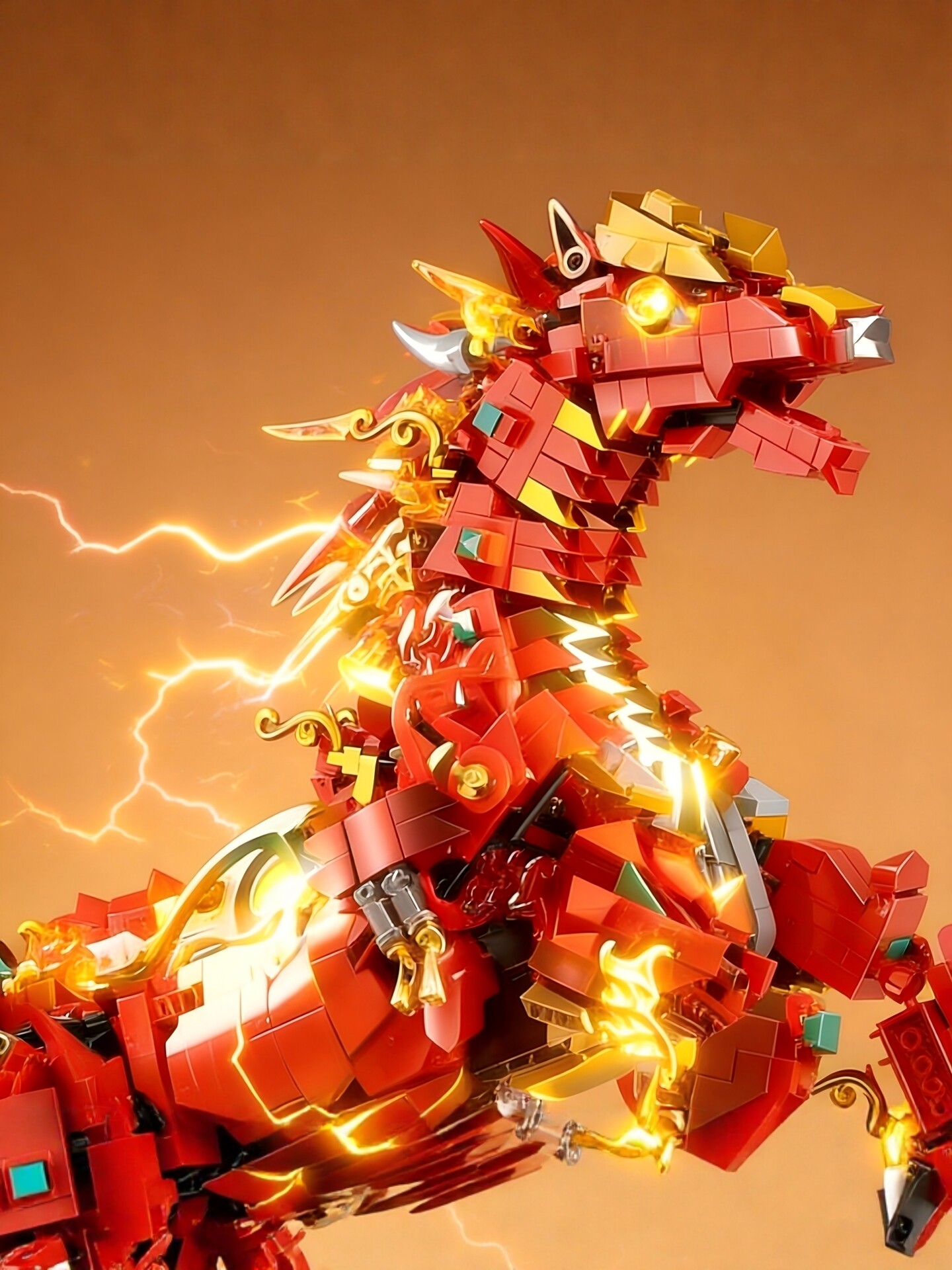 Internet Celebrity's Same Model of Red Rabbit War Horse Building Block Model, Difficult Puzzle Assembly Toy for Boys Aged 8-12, New Year's Gift