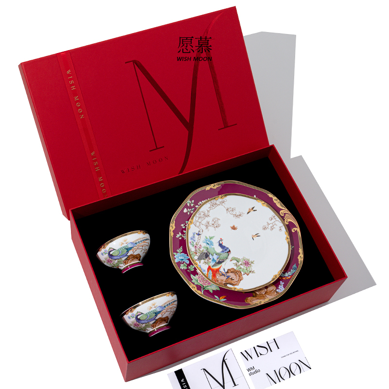 Wanmu [Phoenix in Flight] Bone China Tableware Wedding Gift for the Bride, Practical Gift for Best Friends and Friends, Engagement Gift Bowl