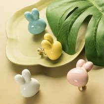 Light luxury childrens room cabinet door white cute cartoon cabinet drawer handle cabinet color ceramic brass handle