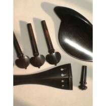 High-end violin accessories complete set of ebony original color tuners tailpiece chinrest tailpost with clear texture 4 4
