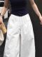 Japanese-Style White Wide-Leg Pants for Women, Summer Casual Straight-Leg Pants, High-Waisted, Slimming, Loose, Floor-Length Pants with a Sense of Design