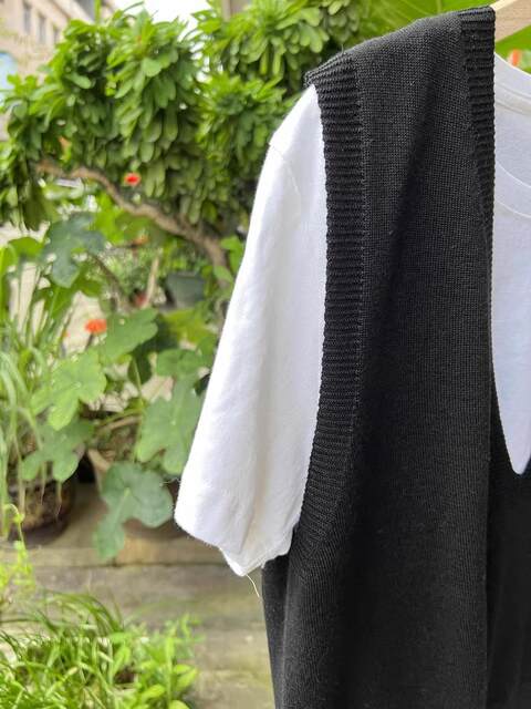 Japanese-Style V-Neck Black Versatile Slim-Fit Knit Vest for Women, Early Spring Layering Sweater, Sleeveless Top