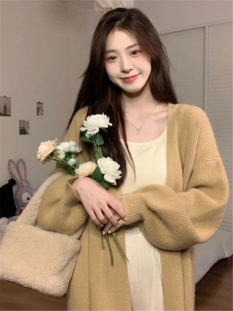 Milk-Style Outfit, Chanel-Inspired Mid-Length Sweater, Knitted Cardigan for Women, Spring and Autumn, Gentle and Soft Design, Coat