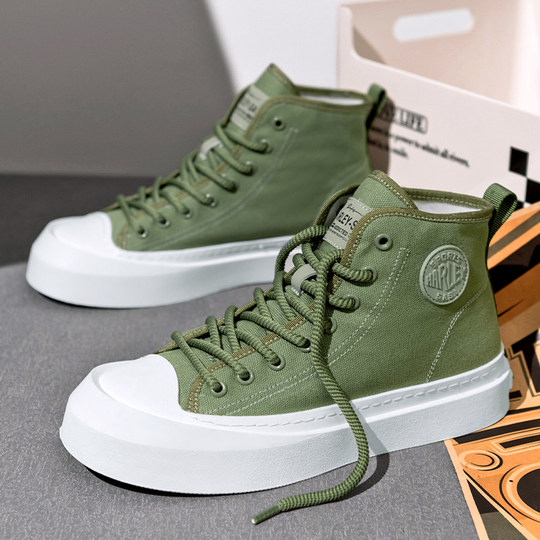 Men's Shoes 2025 New Autumn Sports Casual High-Top Canvas Shoes Aj Sneakers Youth British Trendy Brand Flat Shoes