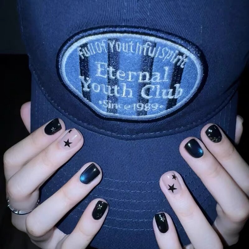 Purely Handmade Wearable Nails with a High-End Feel, Summer Dark Style Star Nail Art Pieces, European and American Style Removable Fake Nail Stickers Purely Handmade Wearable Nails with a High-End Feel, Summer Dark Style Star Nail Art Pieces, European and American Style Removable Fake Nail Stickers