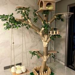 Villa-Style Cat Climbing Frame with Integrated Cat Bed, Cat Toy, Scratching Board, New Trendy Cat Climbing Frame for Entertaining Cats