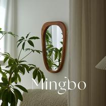 French special-shaped small mirror ins style solid wood frame wall-mounted decorative mirror B&B home makeup mirror medieval mirror