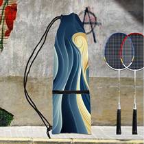 Badminton racket bag single thickened velvet printed drawstring pocket portable diagonal outdoor racket bag fashion trend